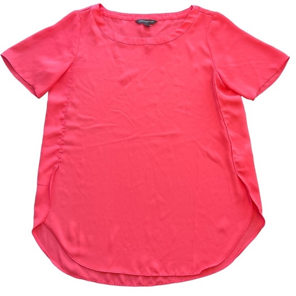 Banana Republic Tops - Banana Republic Watermelon Pink Crew Neck Short Sleeve Blouse - Size XS